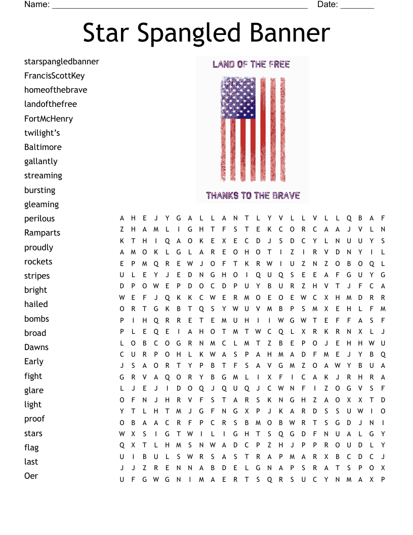 The American Flag Word Search WordMint