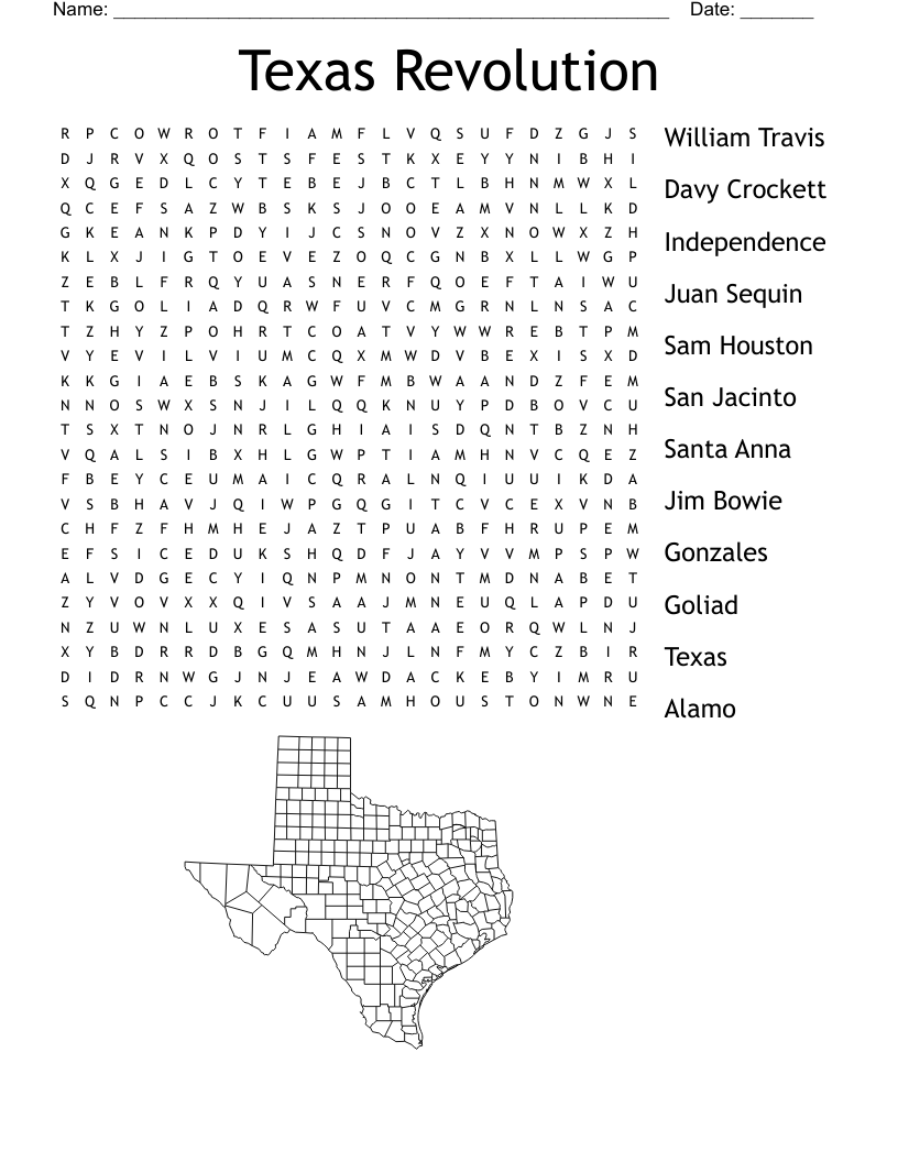 Alamo Word Search Printable