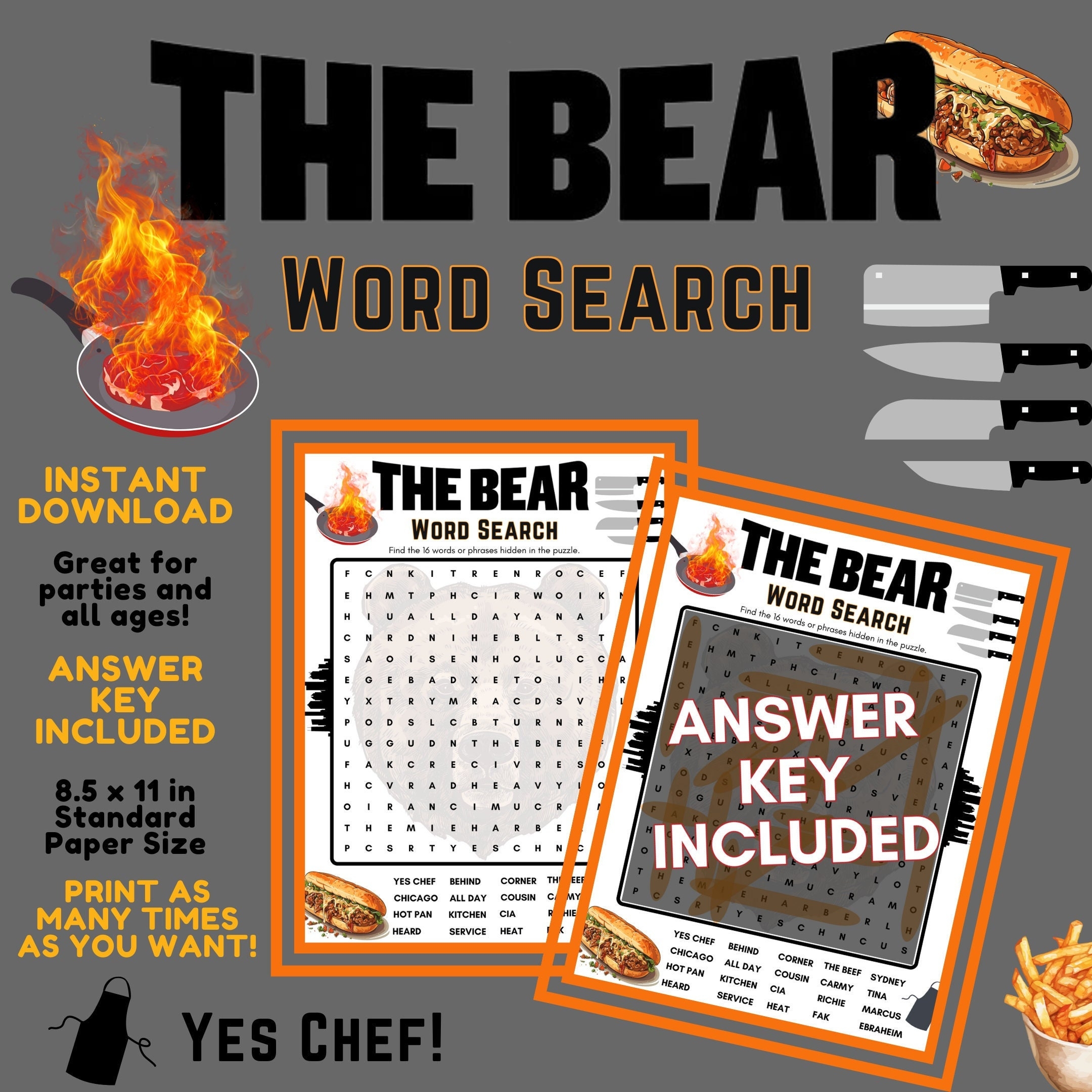 The Bear Word Search Puzzle Instant Digital Download Printable The Bear Word Search Puzzle Instant Digital Download Printable