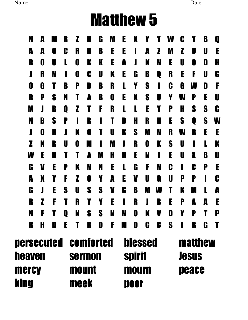 The Beatitudes Word Search WordMint