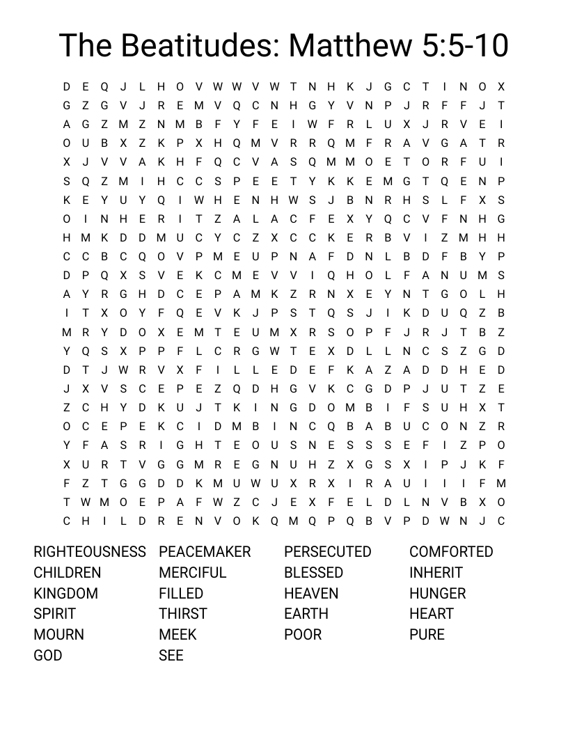 THE BEATITUDES Word Search WordMint