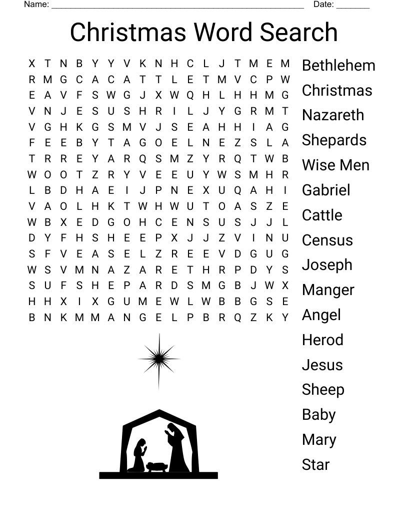 The Christmas Story Word Search WordMint Worksheets Library