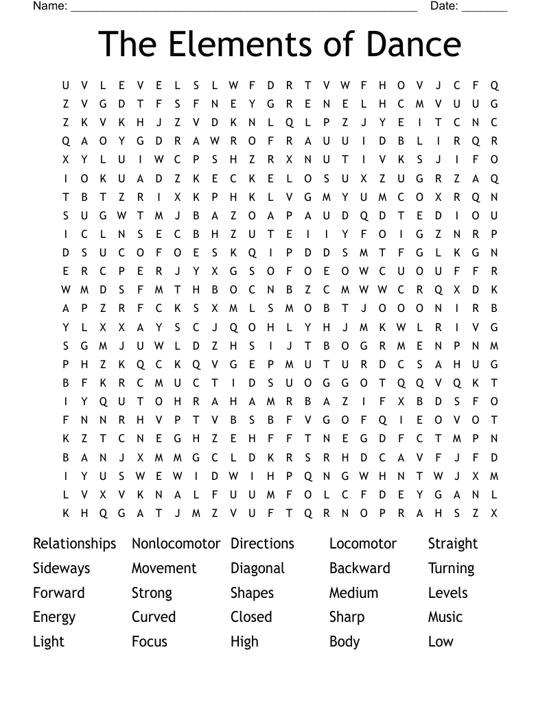 The Elements Of Dance Word Search WordMint