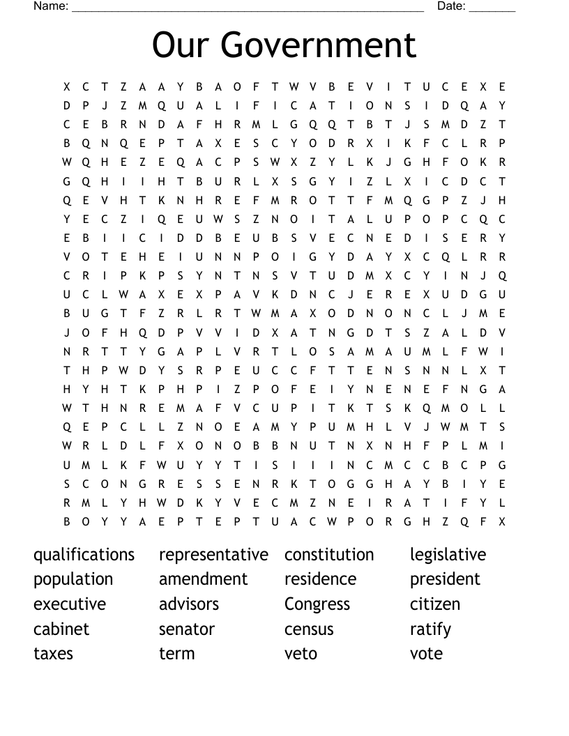 The Founding Fathers And U S Government Word Search WordMint