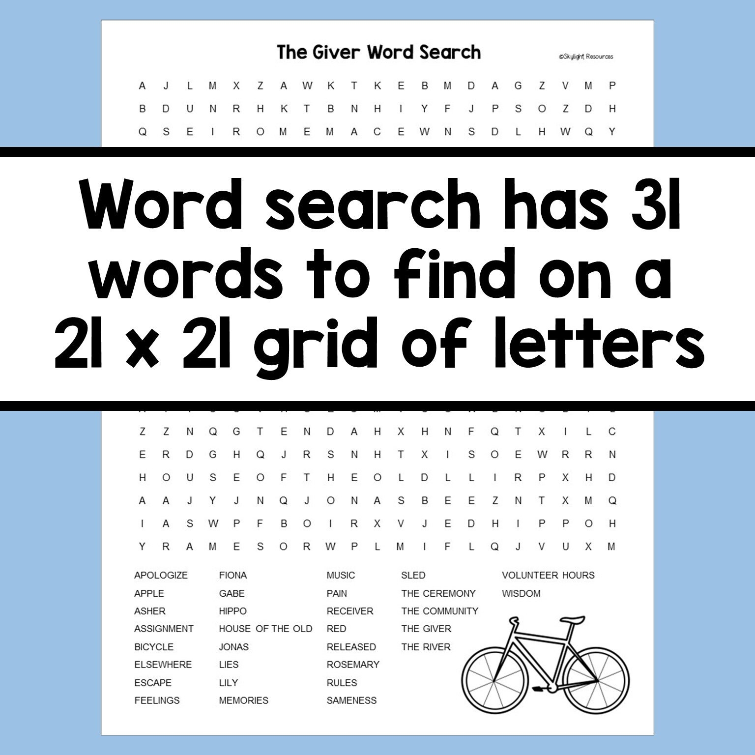 The Giver Word Search Printable
