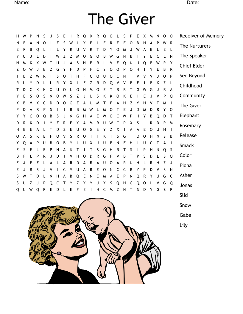 The Giver Word Search WordMint
