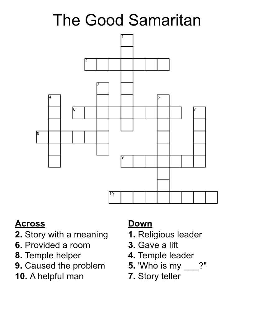 The Good Samaritan Crossword WordMint