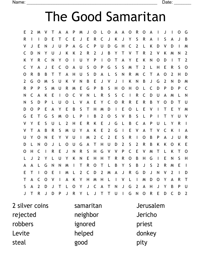 The Good Samaritan Word Search WordMint