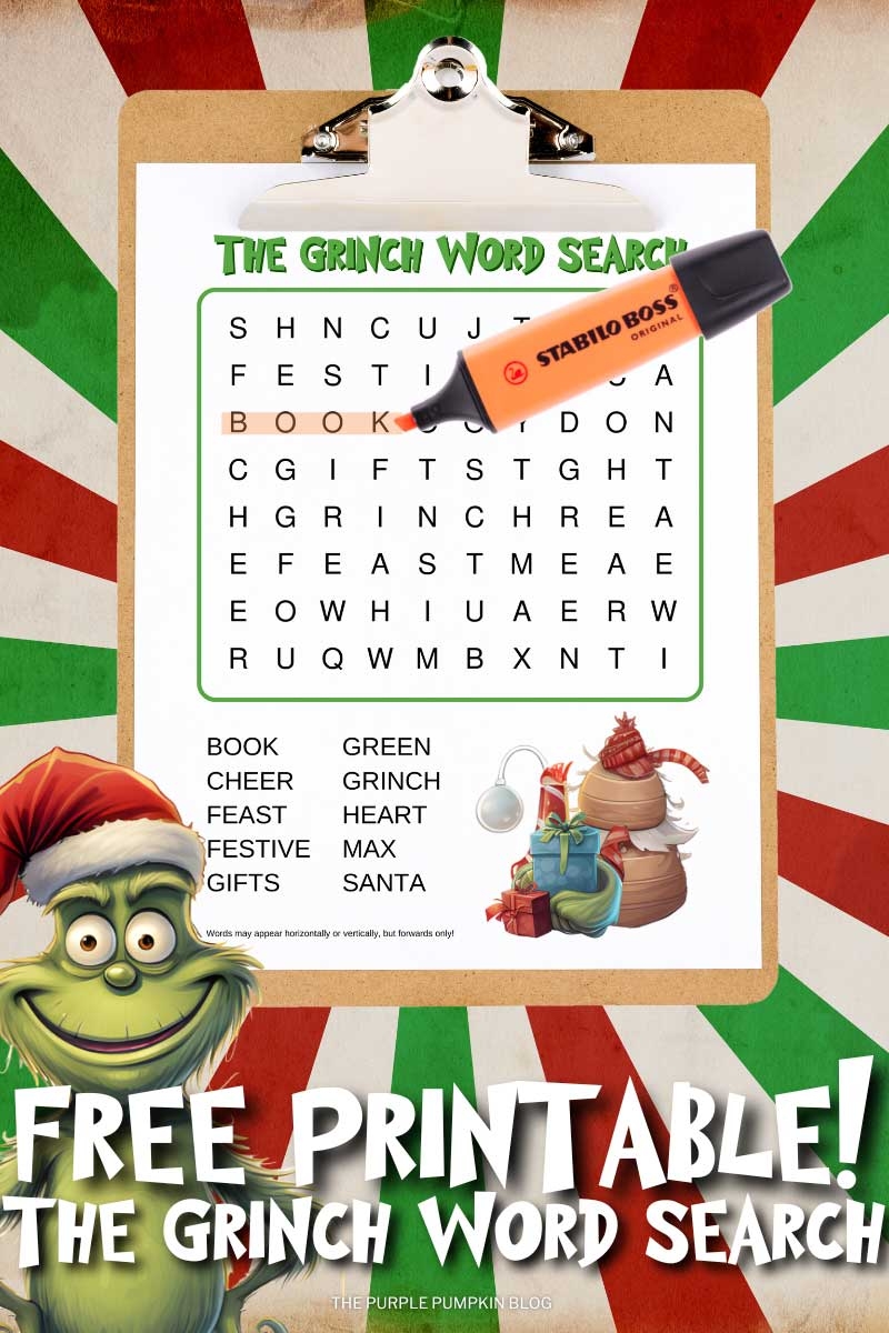 Printable Grinch Word Search Word Search Printable