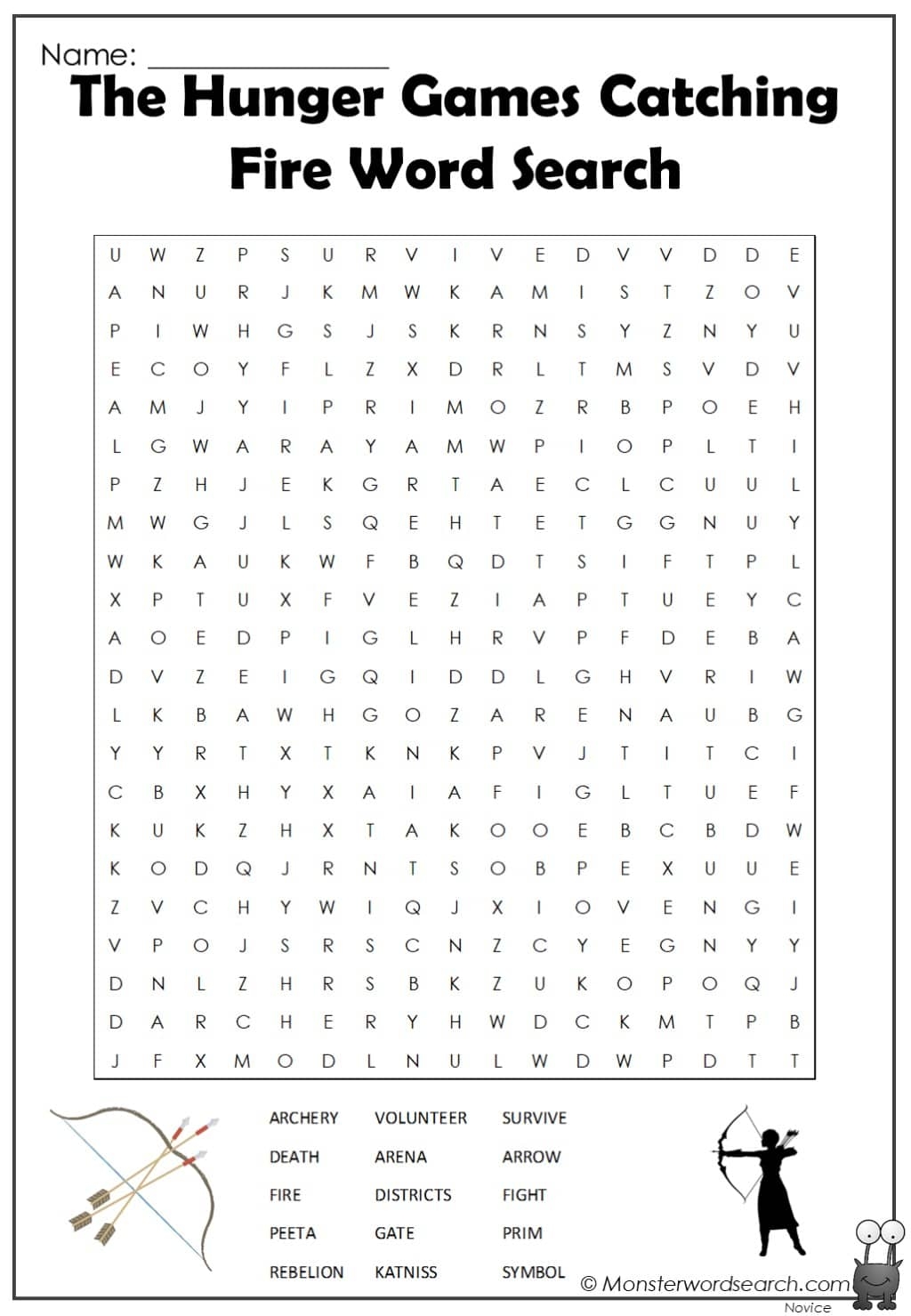 The Hunger Games Catching Fire Word Search Monster Word Search