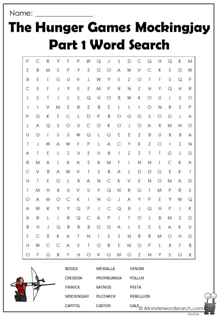 The Hunger Games Mockingjay Part 1 Word Search Monster Word Search