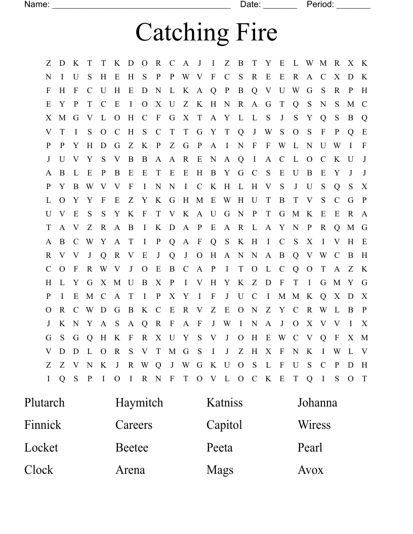 THE HUNGER GAMES MOCKINGJAY Word Search WordMint