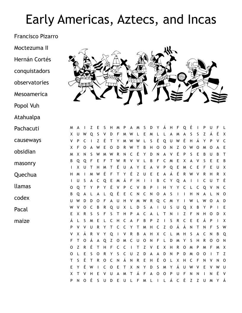 The Inca Empire Word Search WordMint The Inca Empire Word Search WordMint
