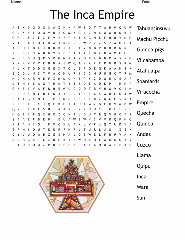 The Inca Empire Word Search WordMint