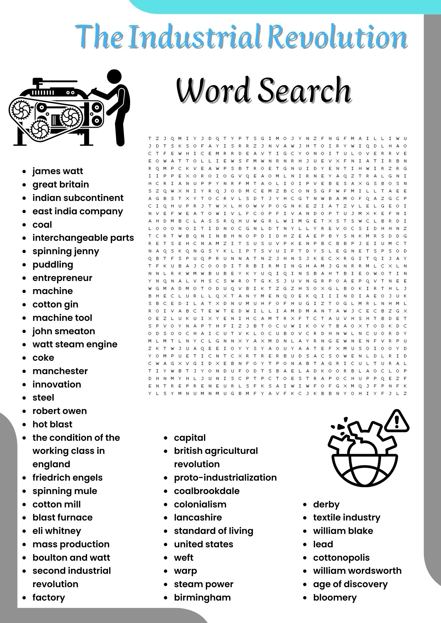 Industrial Revolution Word Search Printable