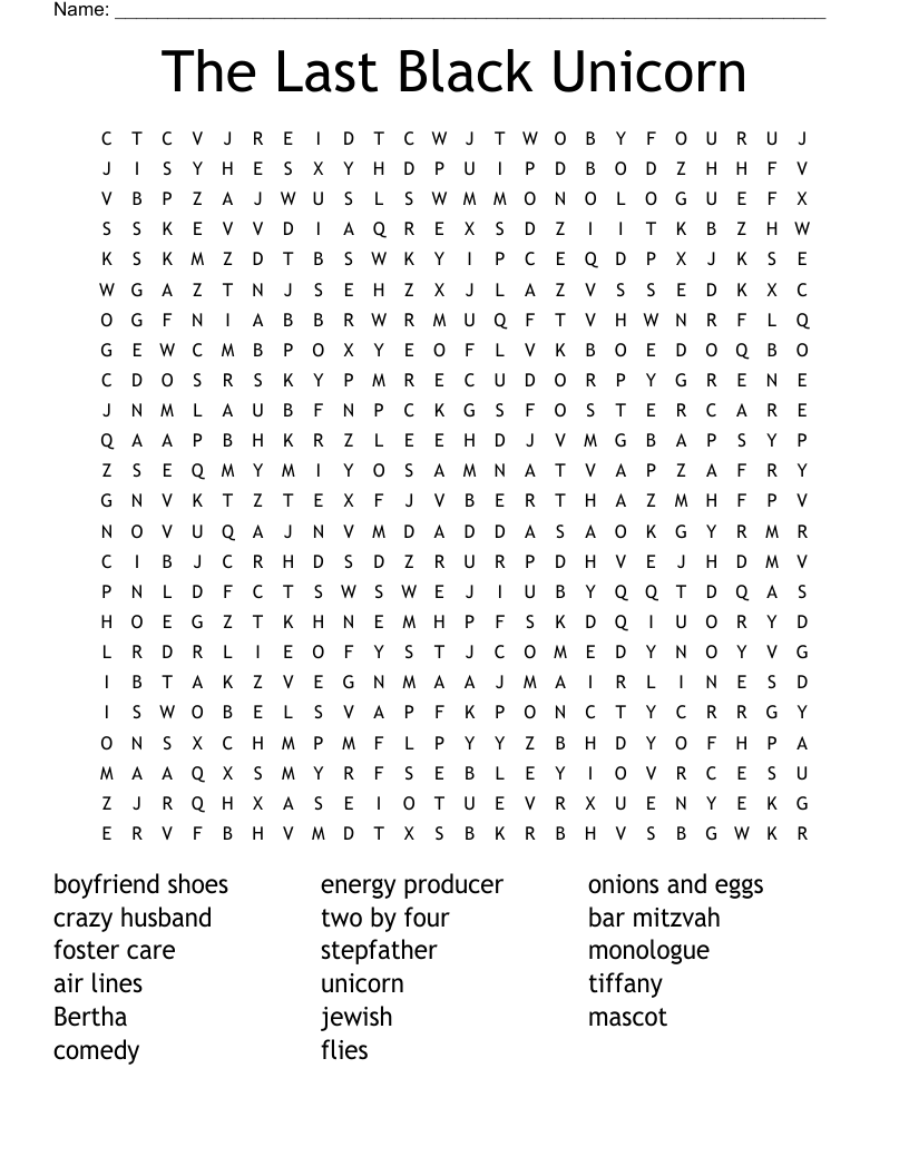 Printable Unicorn Search A Word Puzzle