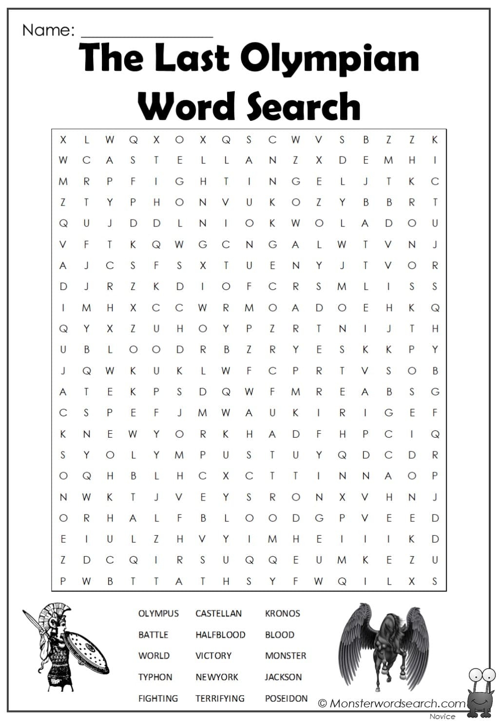 The Last Olympian Word Search Monster Word Search