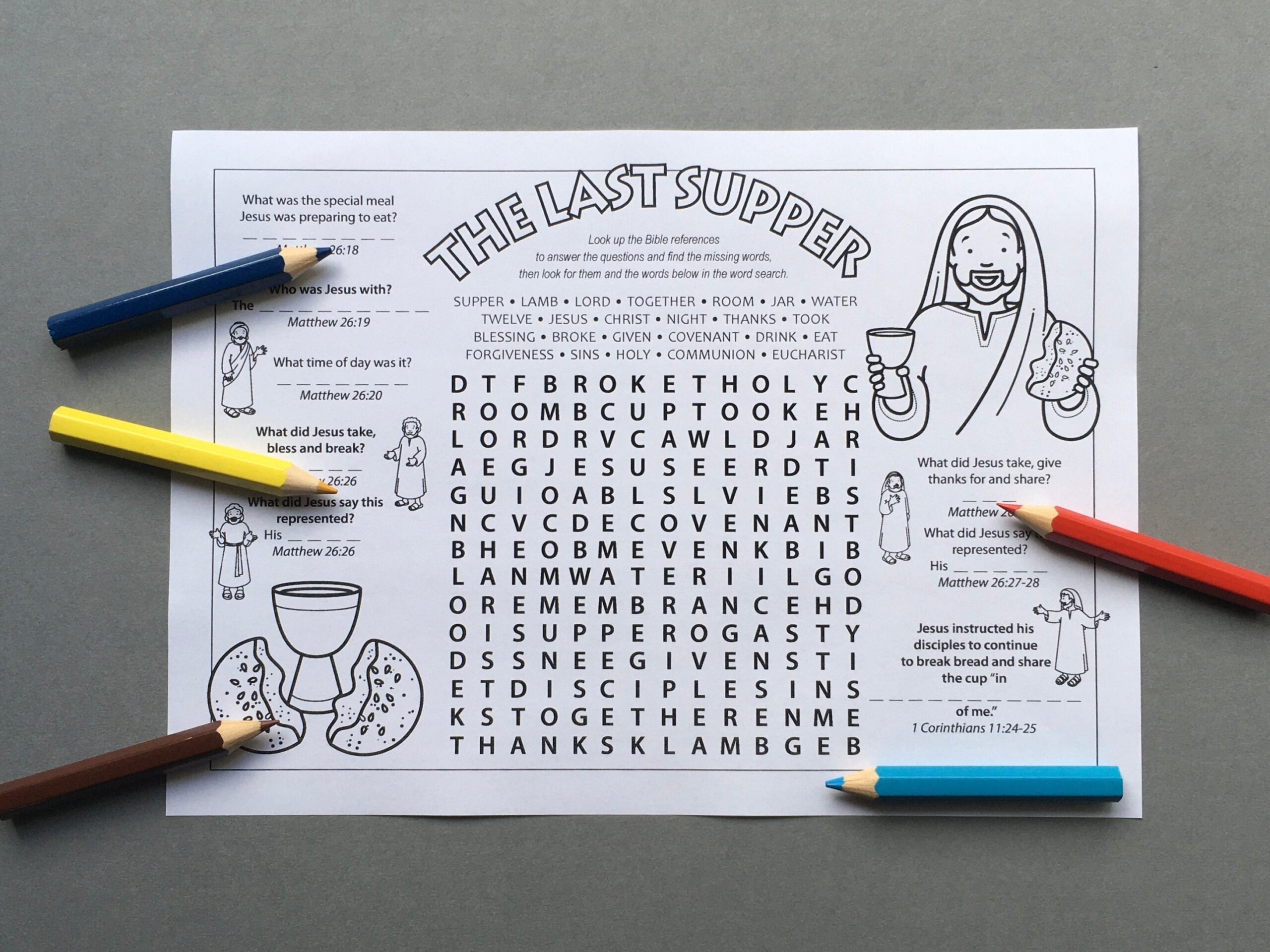 Last Supper Printable Word Search