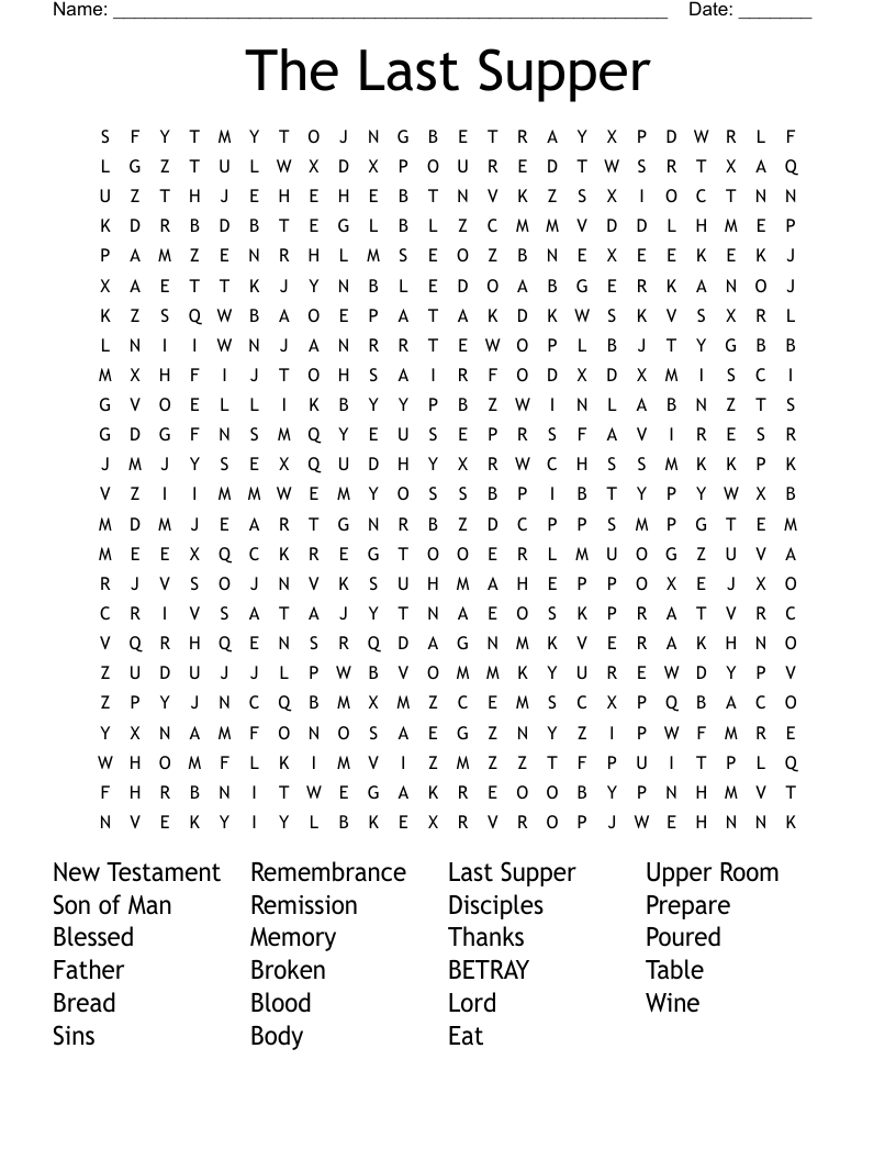 The Last Supper Word Search WordMint