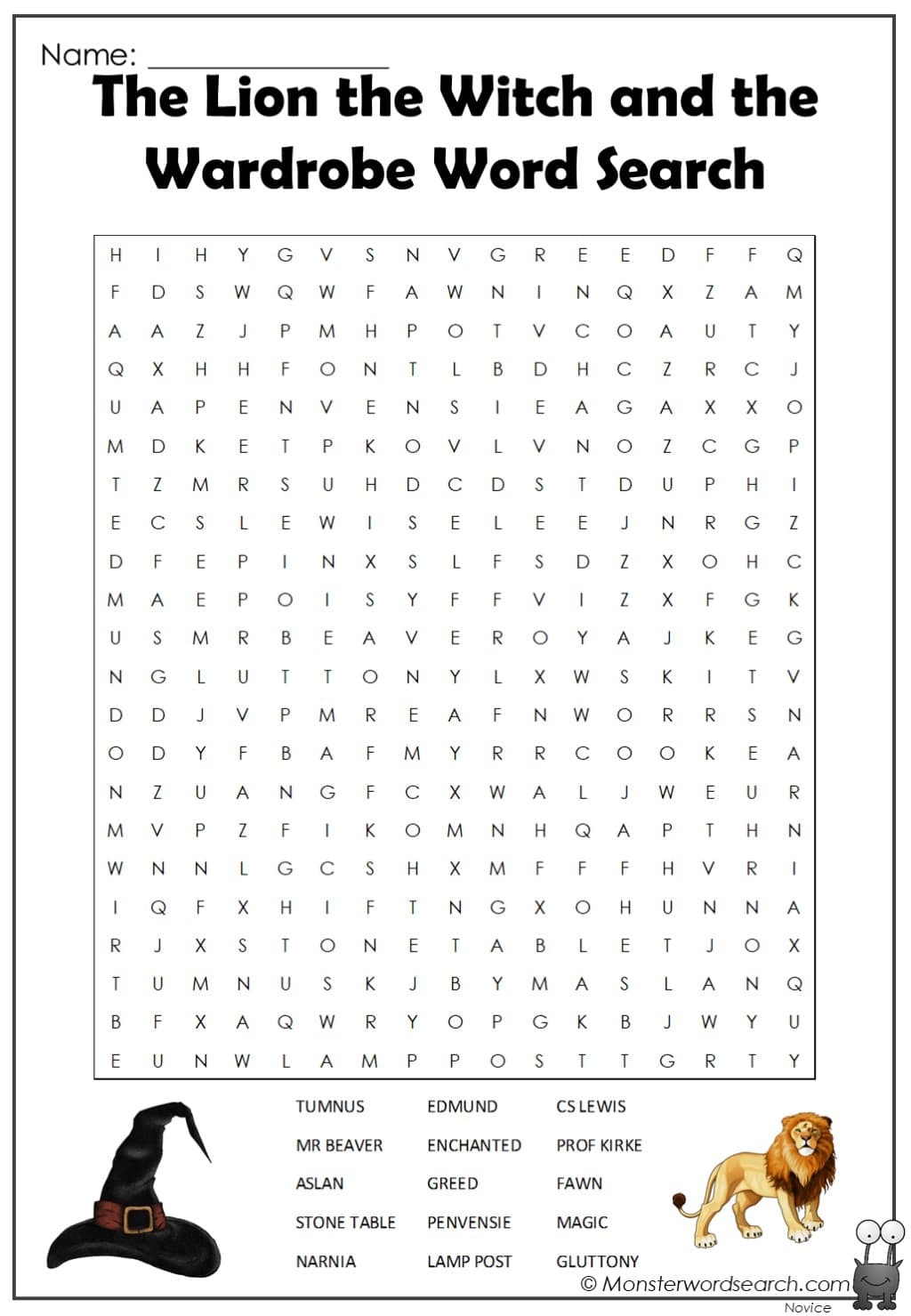 The Lion The Witch And The Wardrobe Word Search 2 Monster Word 