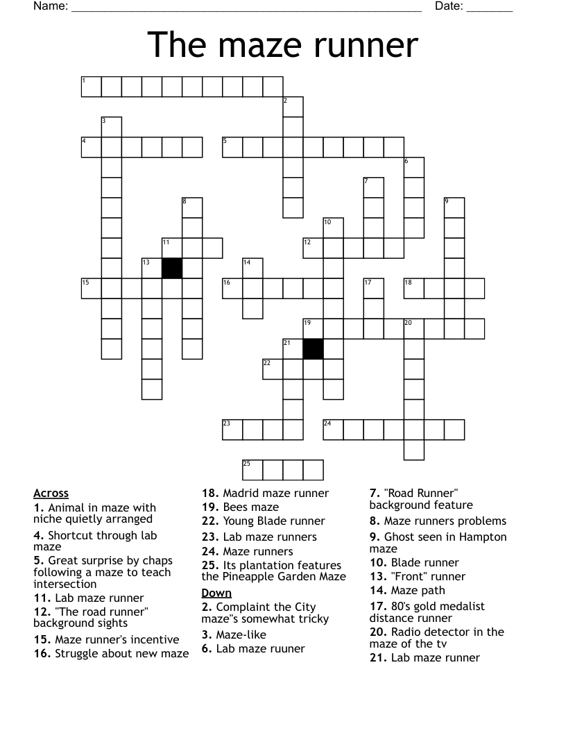 The Maze Runner Word Search WordMint