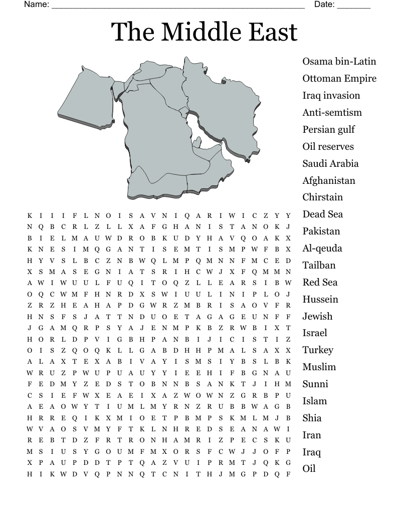 The Middle East Word Search WordMint