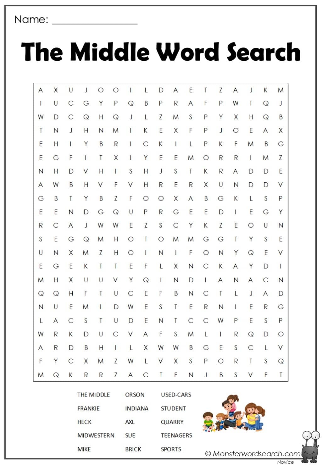 The Middle Word Search Monster Word Search