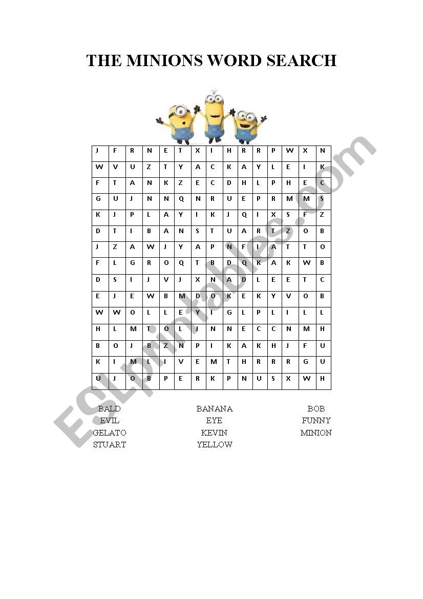 The Minions Word Search ESL Worksheet By Berta Morell