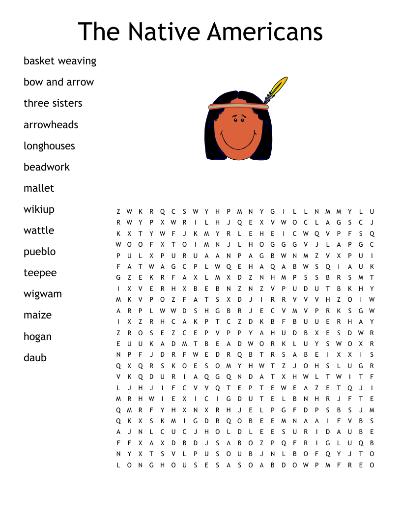The Native Americans Word Search WordMint