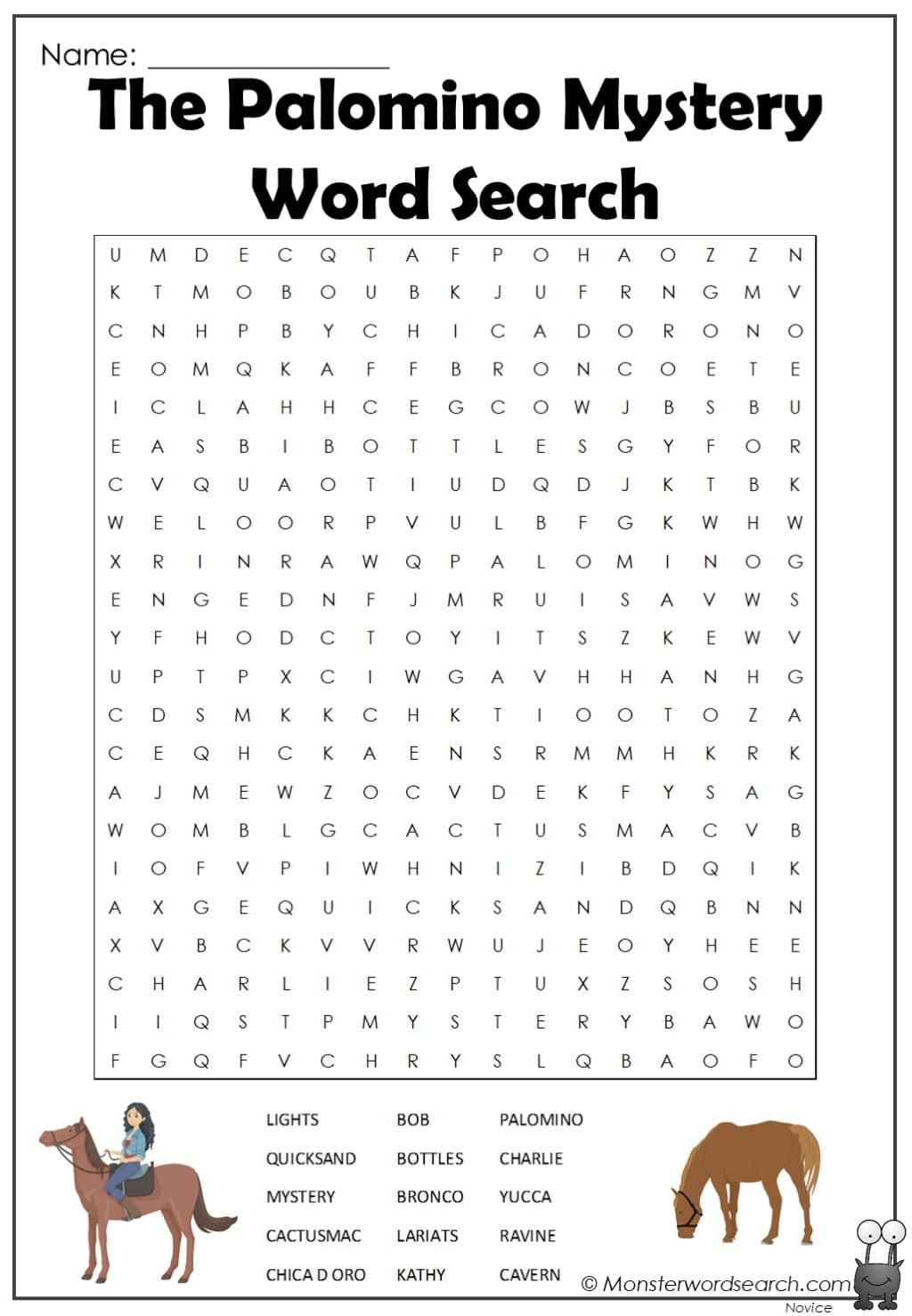 The Palomino Mystery Word Search Monster Word Search