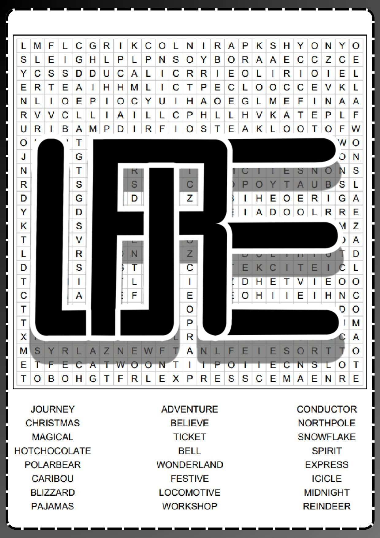Polar Express Word Search Printables Polar Express Word Search Printables