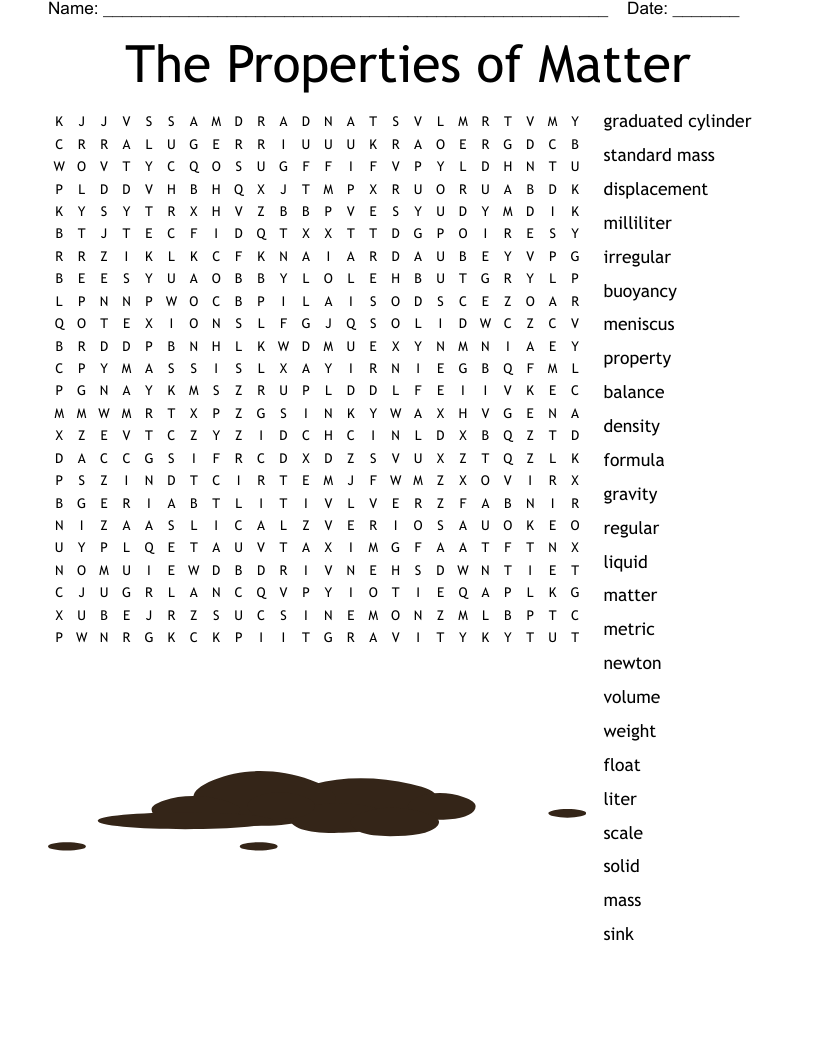 The Properties Of Matter Word Search WordMint Worksheets Library