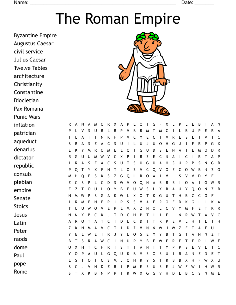 The Roman Empire Word Search WordMint