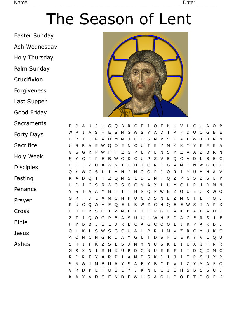 The Season Of Lent Word Search WordMint