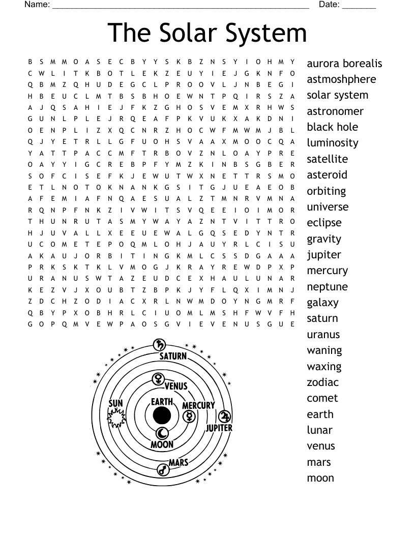 Space Word Search Printable Answers