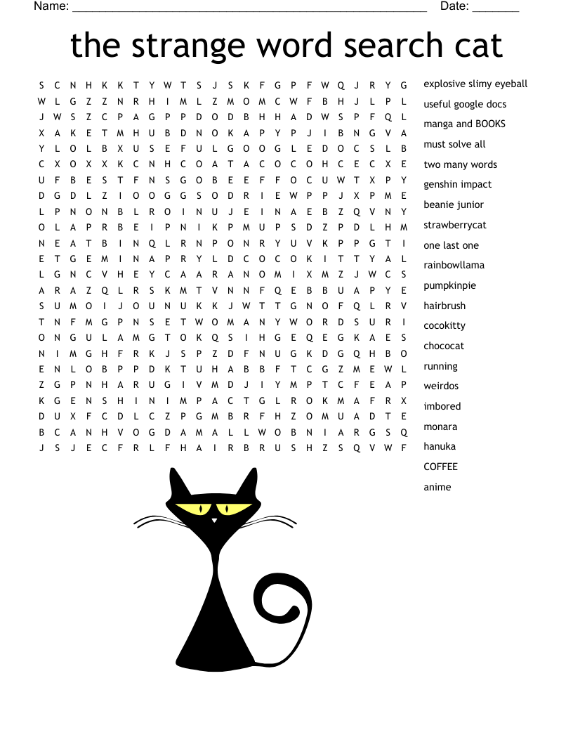 The Strange Word Search Cat WordMint