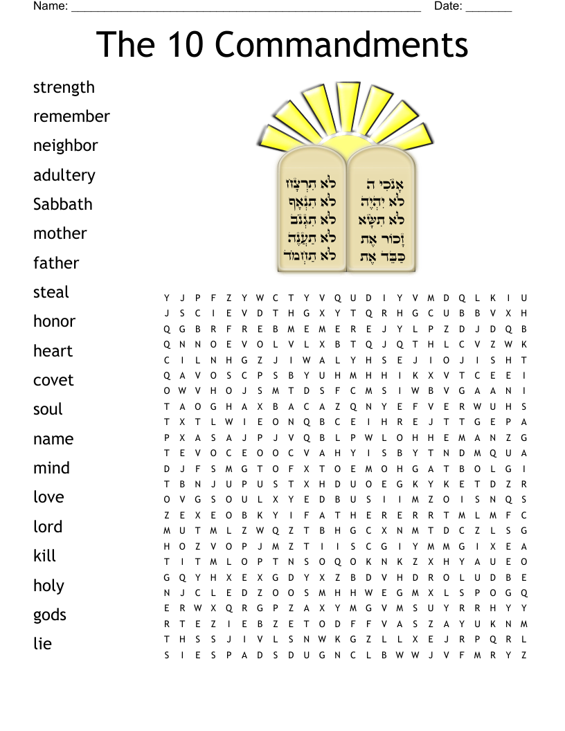 The Ten Commandments Word Search WordMint