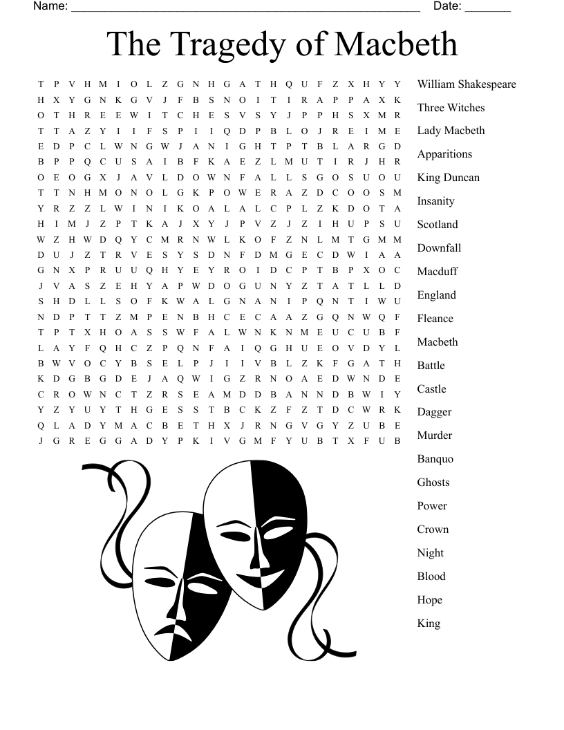 The Tragedy Of Macbeth Word Search WordMint The Tragedy Of Macbeth Word Search WordMint