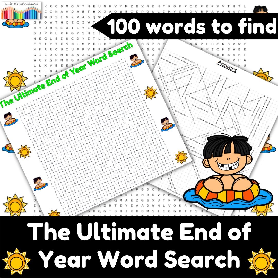 The Ultimate End Of The School Year Word Search Puzzle Worksheet 