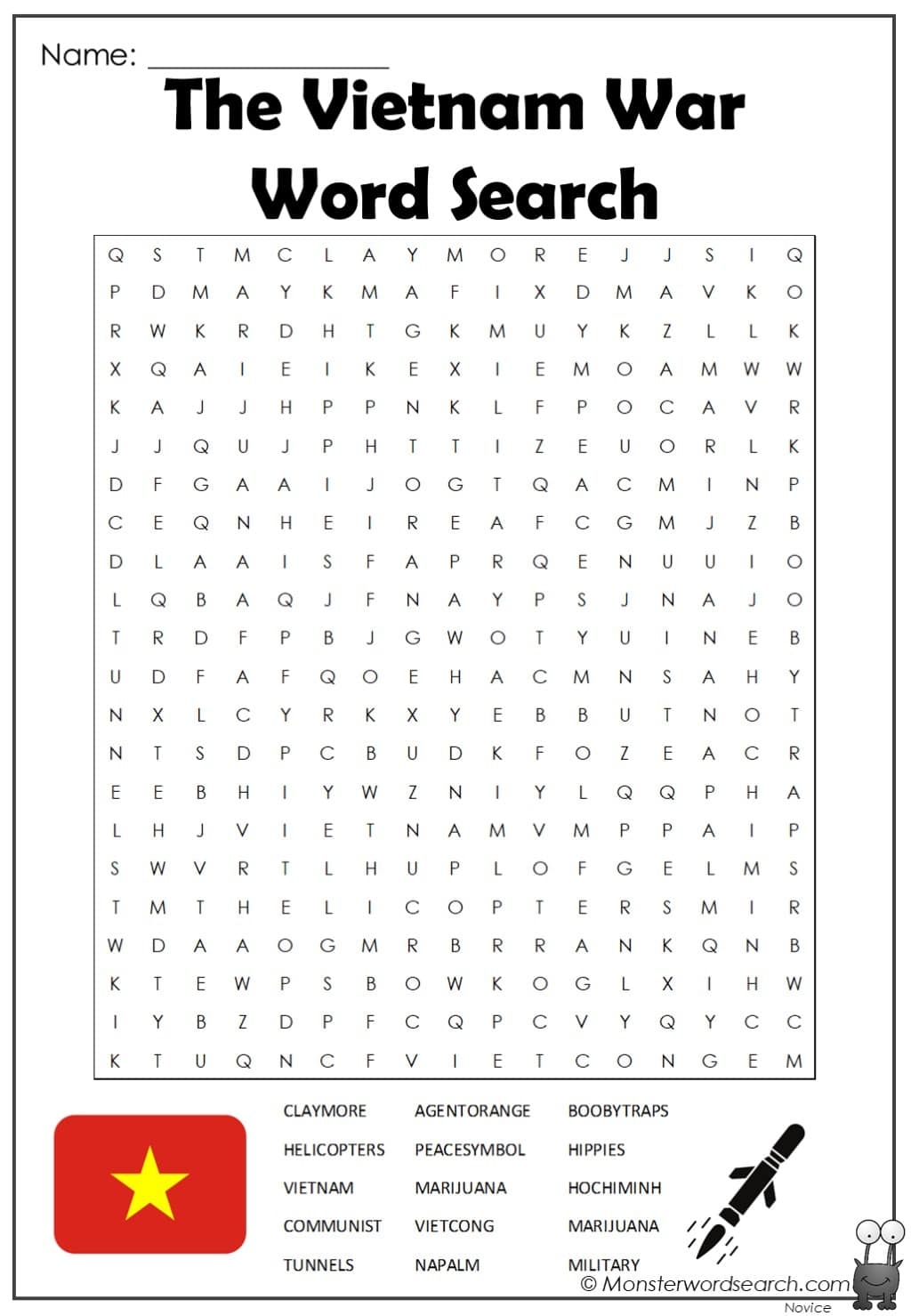 The Vietnam War Word Search Monster Word Search