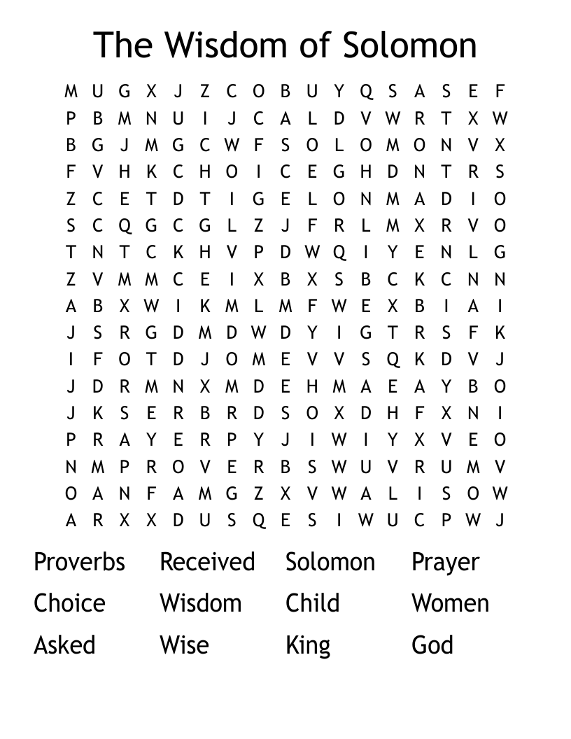The Wisdom Of Solomon Word Search WordMint