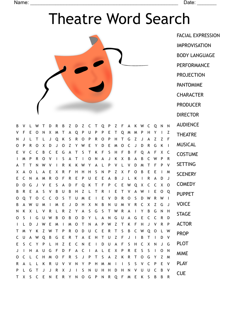 Theatre Word Search WordMint