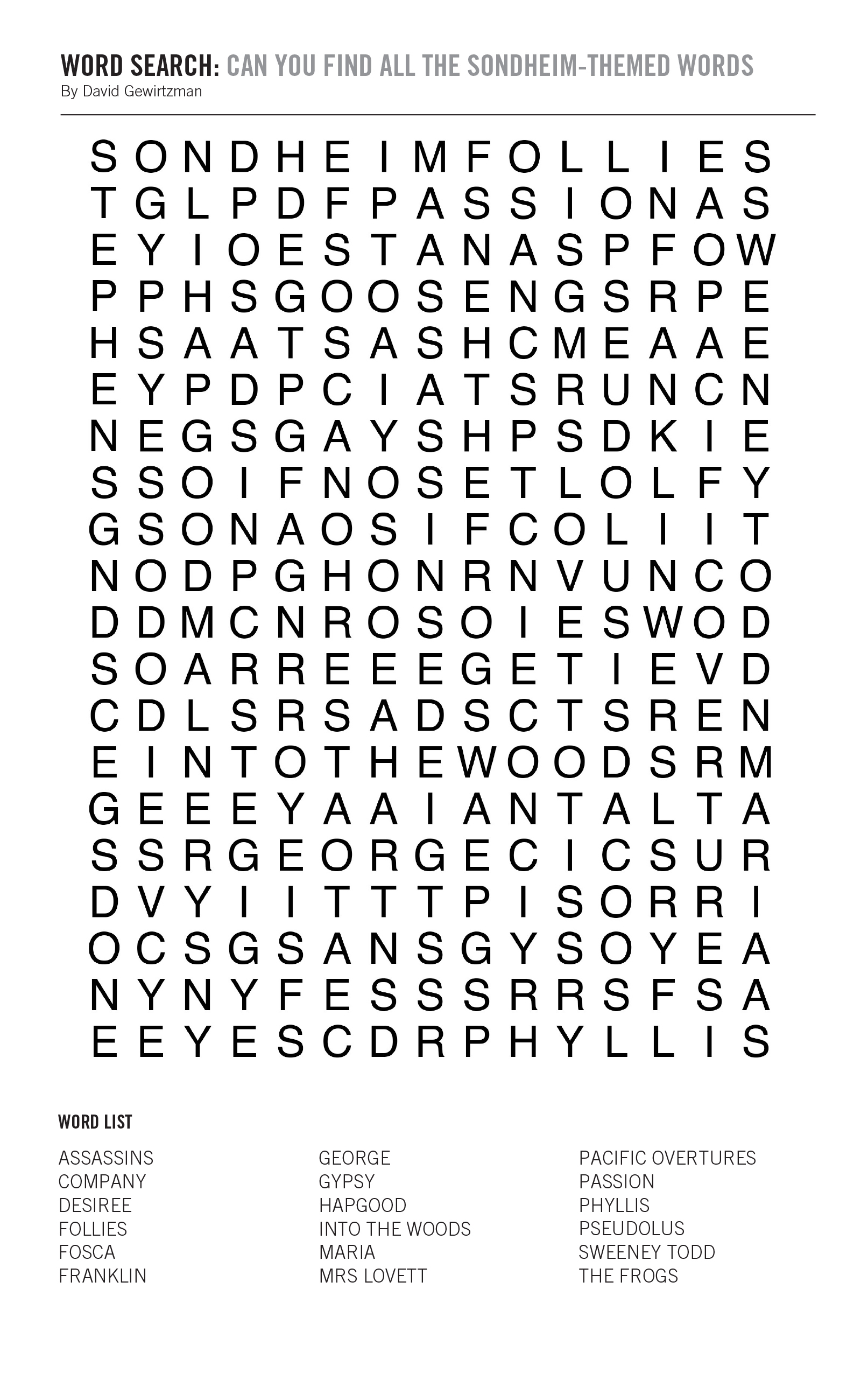 Theatre Word Search Printable
