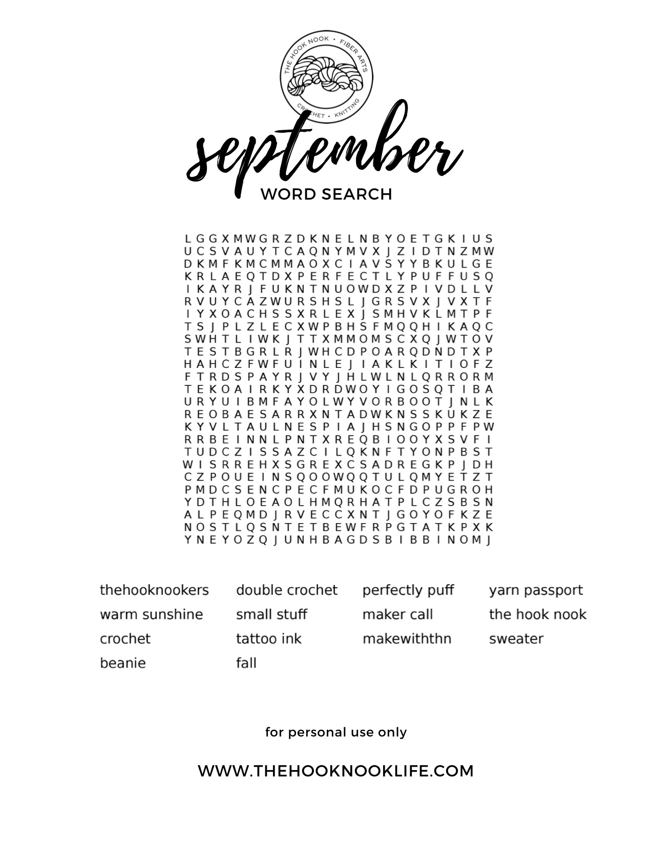 September Word Search Free Printable