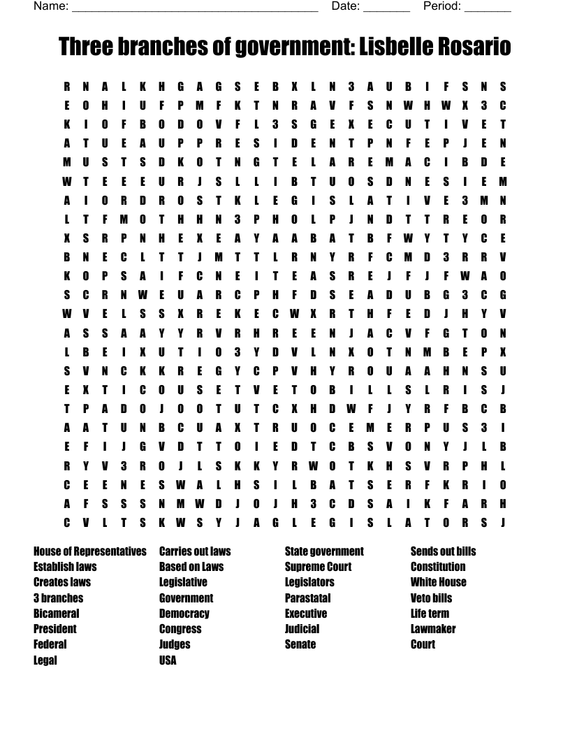 Three Branches Of Government Lisbelle Rosario Word Search WordMint Three Branches Of Government Lisbelle Rosario Word Search WordMint