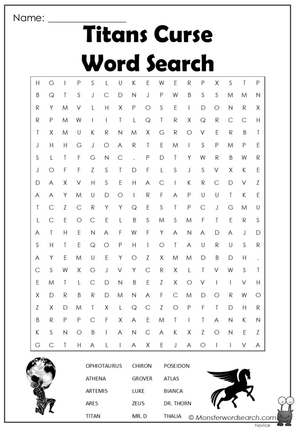 Titans Curse Word Search Monster Word Search
