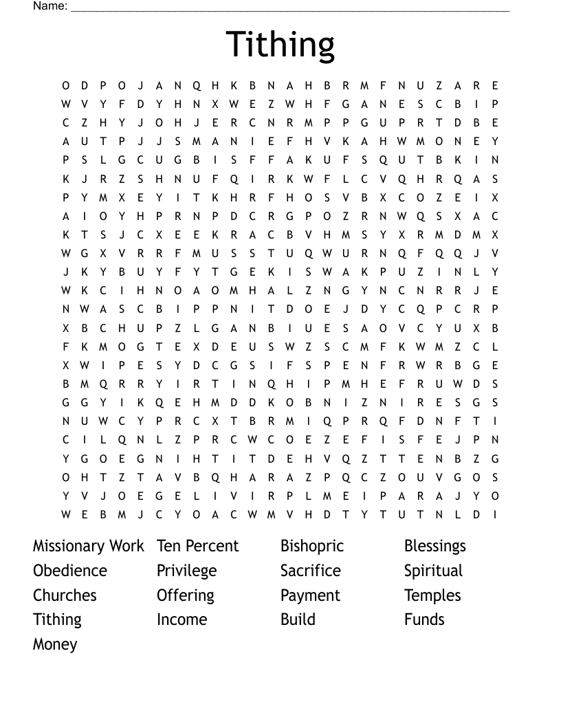 Tithing Word Search WordMint