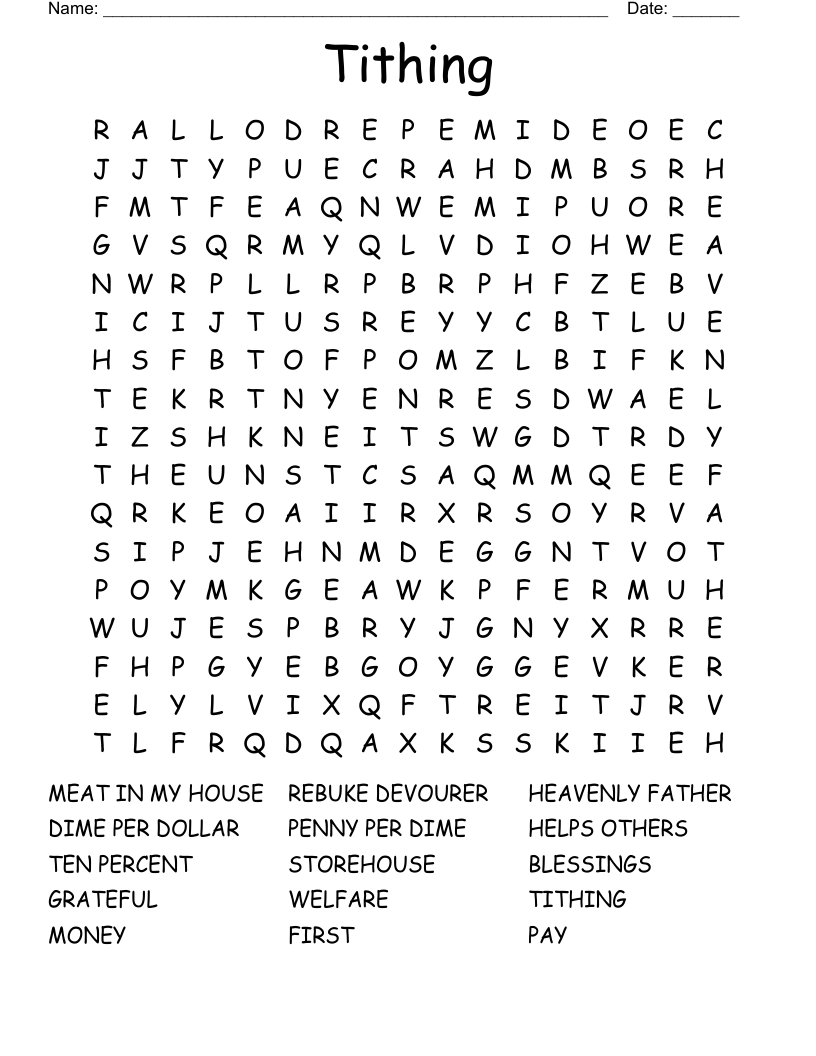 Tithing Word Search WordMint