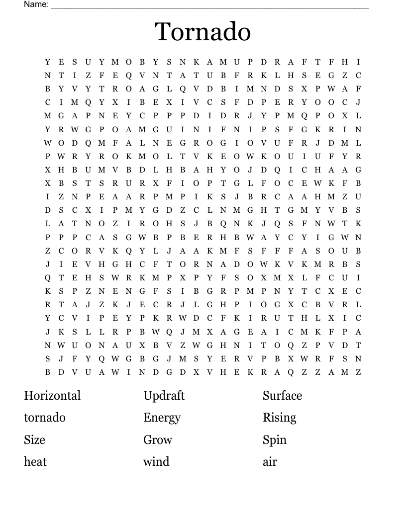 Tornado Word Search WordMint