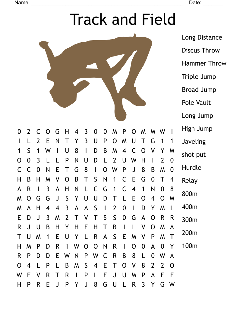 Track And Field Word Search WordMint